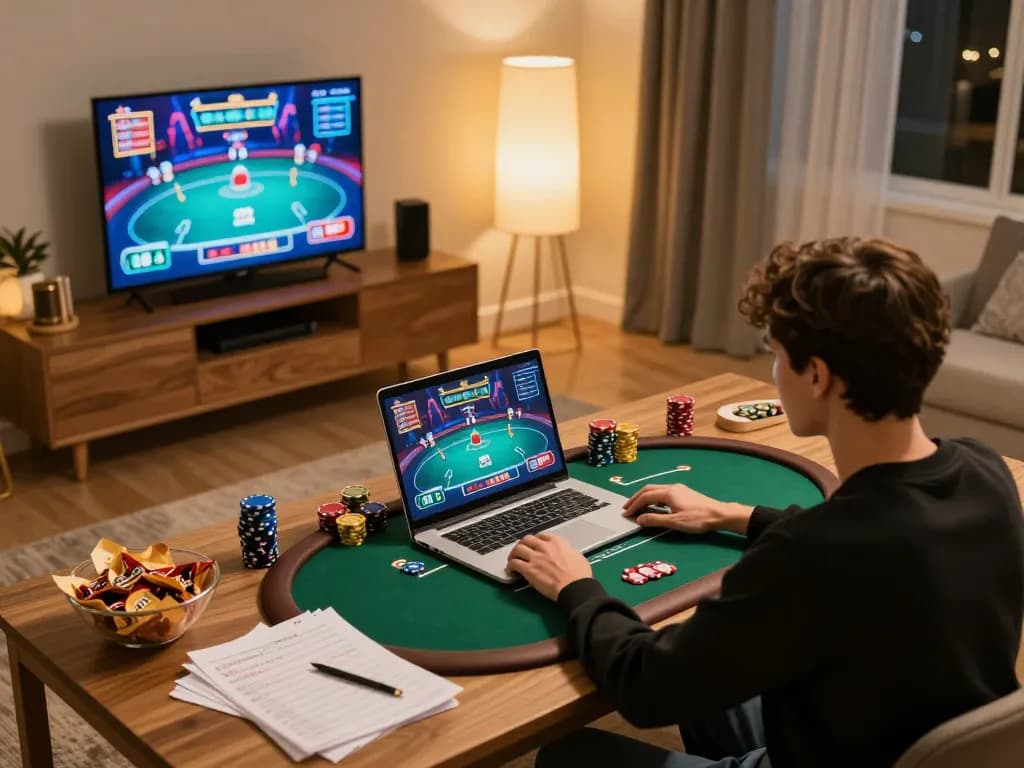 Player enjoying online casino games at home while using au88 for strategic betting