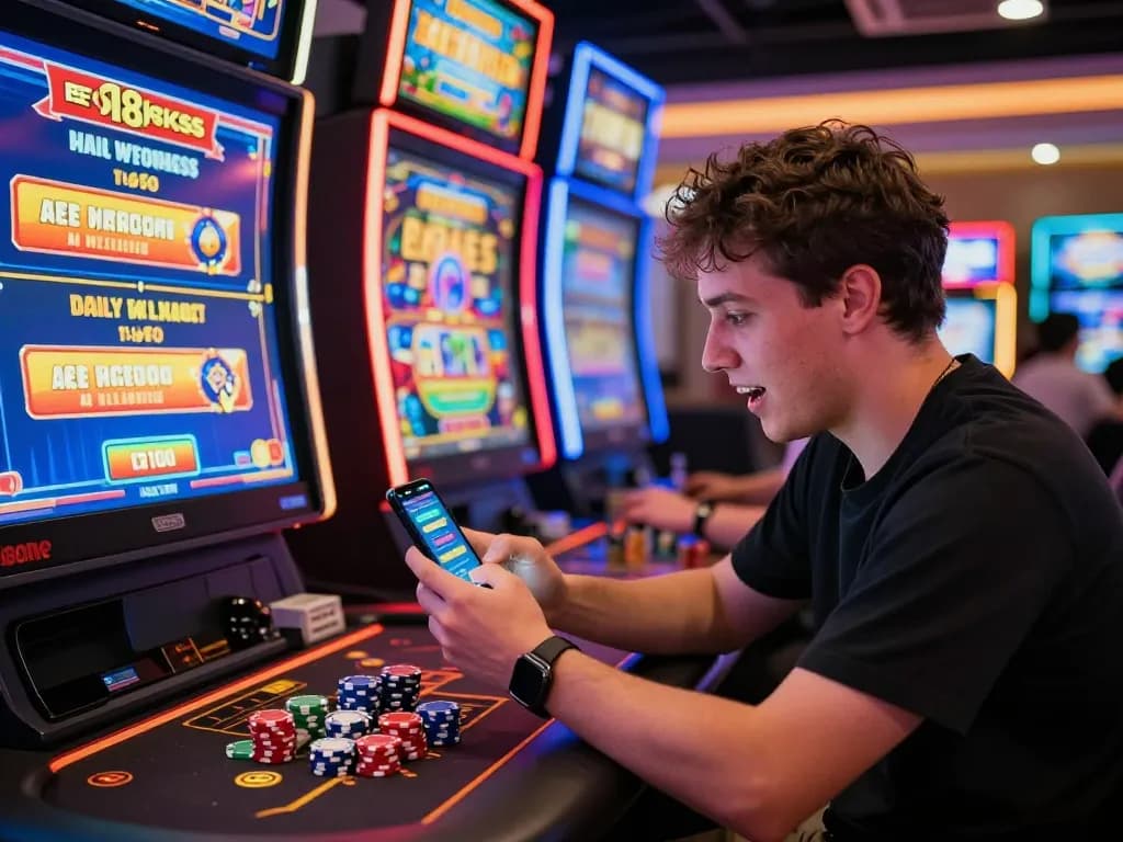 Player enjoying the thrill of online gaming while claiming free credit 918kiss at a vibrant digital casino.