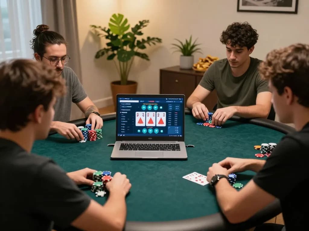 Players enjoying a competitive online poker game with Sunwin apps, showcasing strategic gameplay.