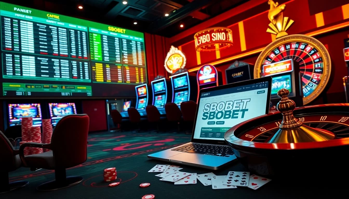 SBOBET link alternatif showcasing online sports betting excitement with vibrant casino visuals and elegant design.