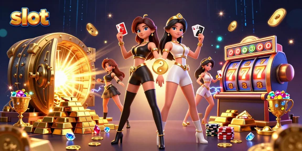 Play thrilling slot games with exciting visual elements and vibrant casino action featuring stunning characters.