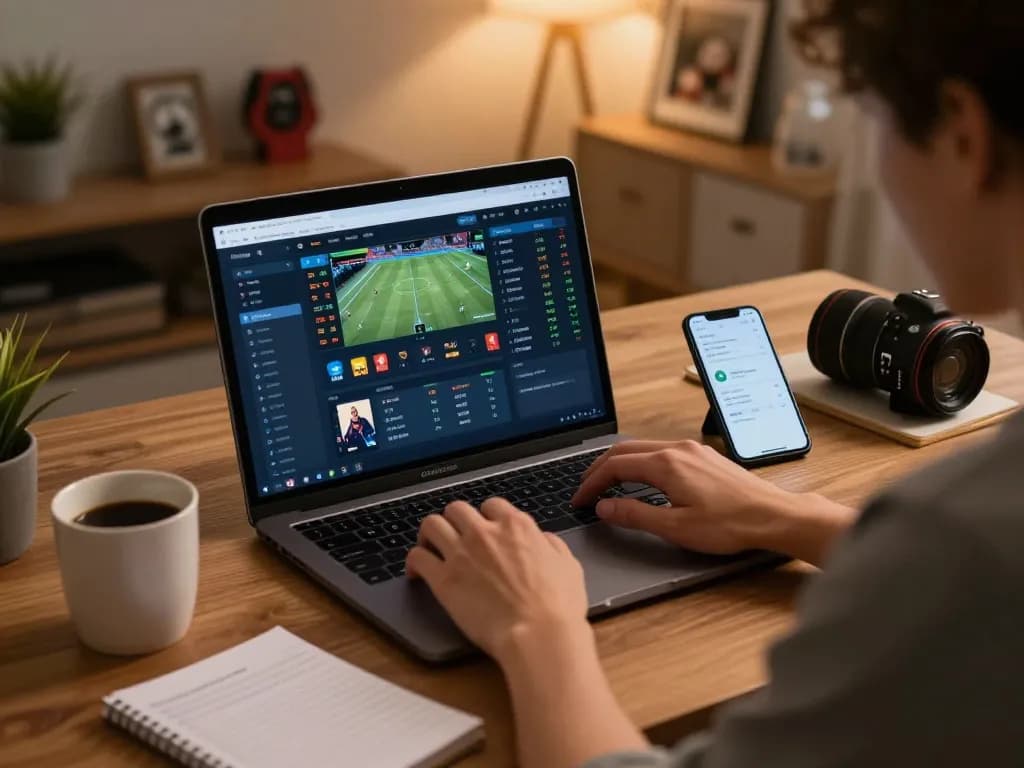 Engaged bettor analyzing odds on 789F platform, highlighting sports betting excitement.