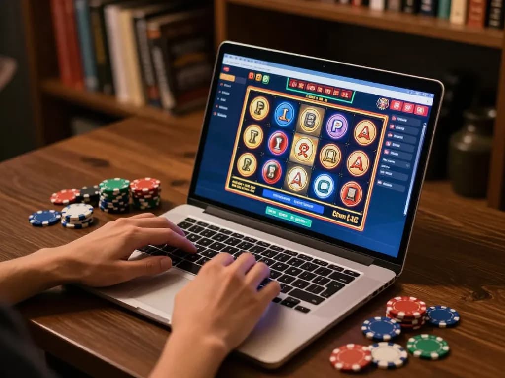 Engaging in online gaming at cm88 with vibrant slot game interface and cozy atmosphere