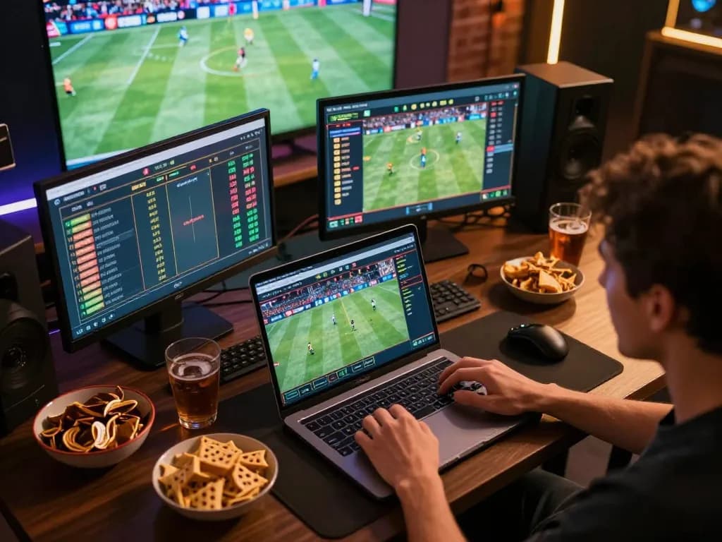 Engaging interaction with the 8xbet betting interface during a live sports event.