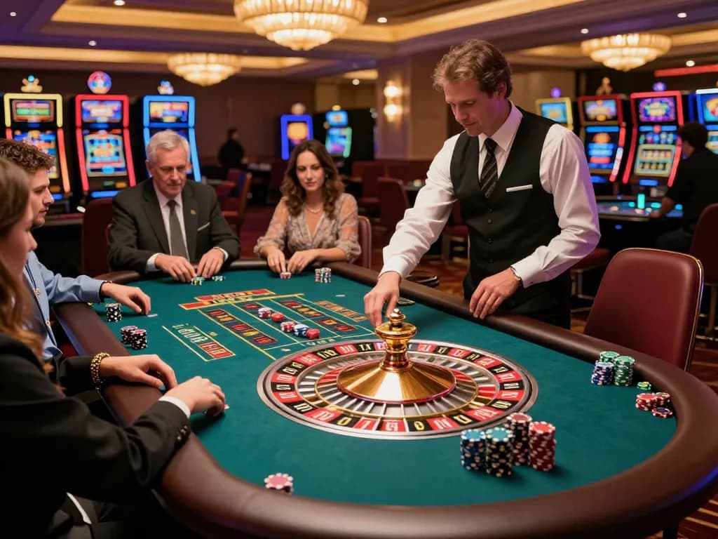 Players enjoying an exciting roulette game at MM99 COM, highlighting the vibrant atmosphere and thrill of casino gaming.