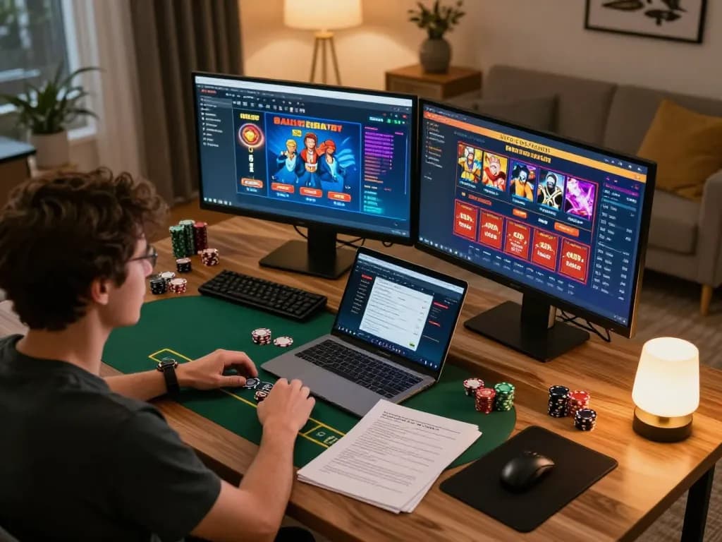 Pemain menggunakan websitedevuk untuk poker dan strategi di pengaturan rumah yang bergaya.