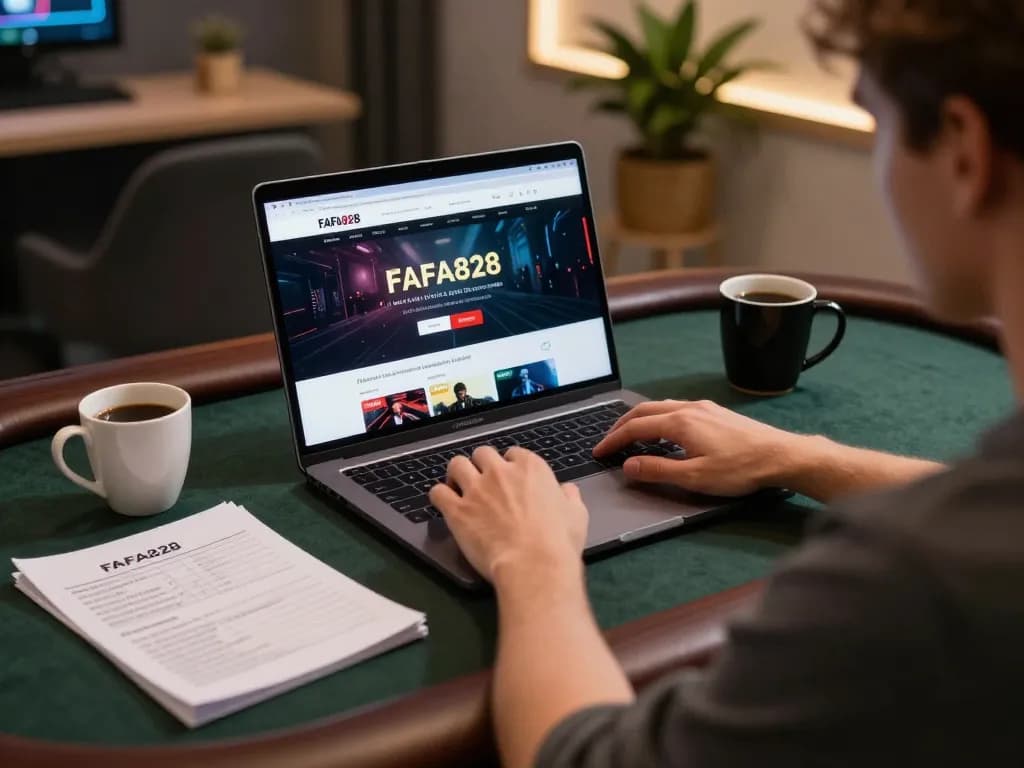 ผู้เล่นมีส่วนร่วมกับเกมออนไลน์ FAFA828 แสดงให้เห็นถึงอินเตอร์เฟสแล็ปท็อปและหมายเหตุกลยุทธ์สำหรับการเล่นที่ดีที่สุด