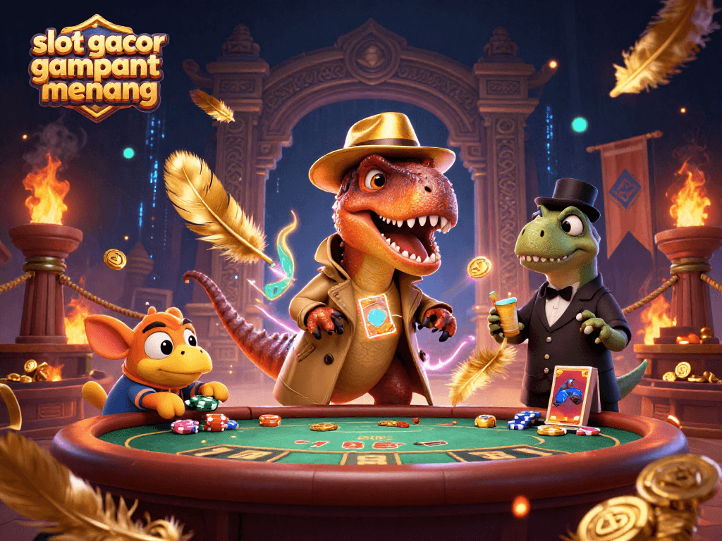 Experience the thrill of slot gacor gampang menang with dynamic visuals of casino action and vibrant characters.
