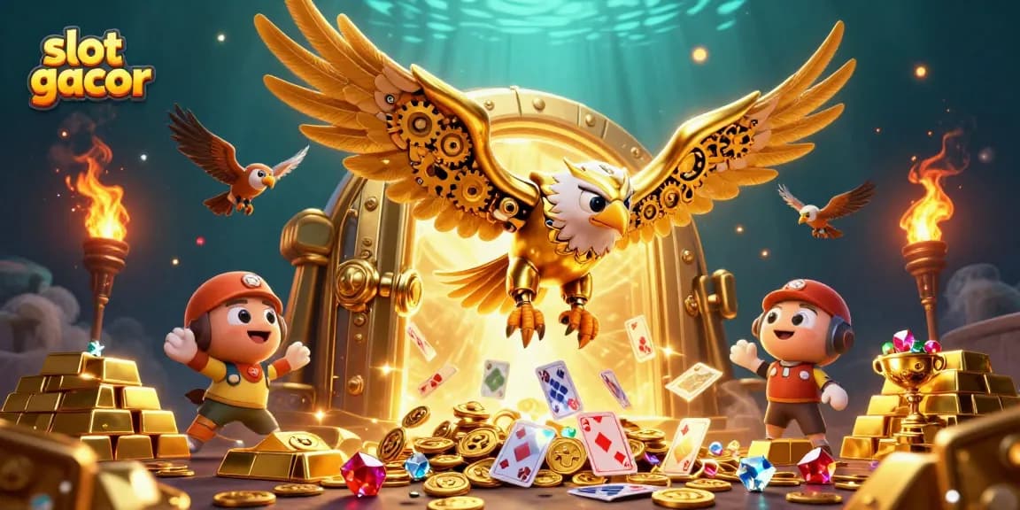 Slot gacor dengan elang dan kartu permainan, produk slot online terupdate.