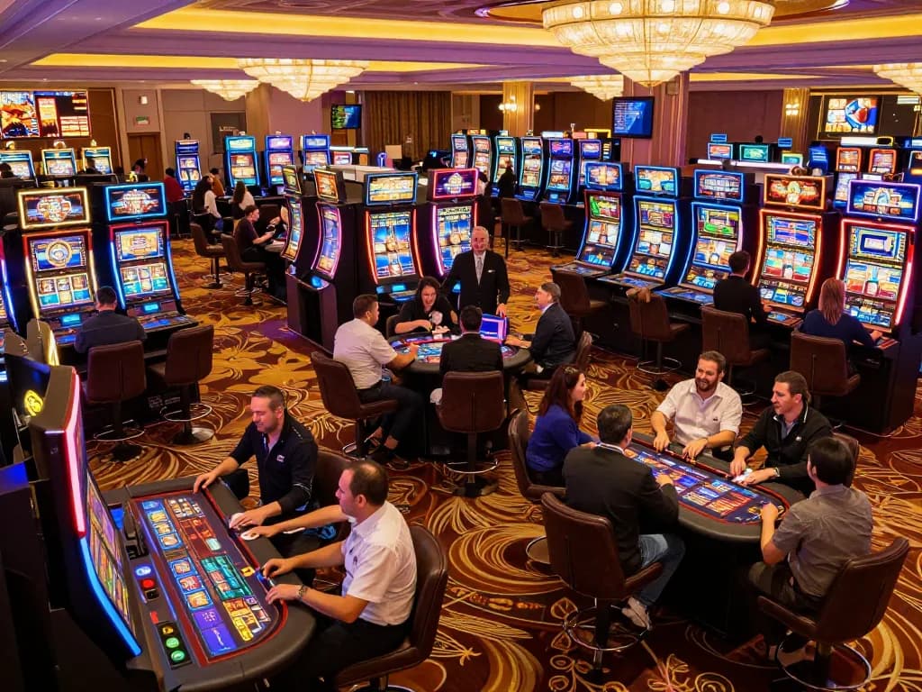 Players celebrating wins at 88xx slots in a vibrant casino atmosphere