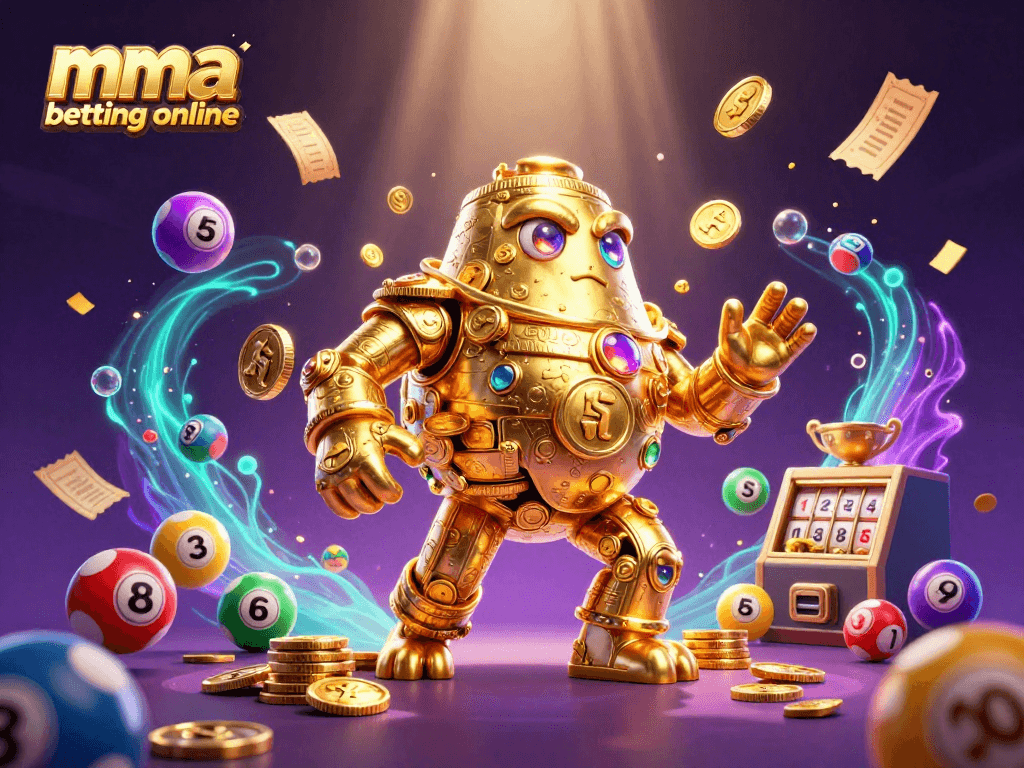 Engage in mma betting online with vibrant sports elements and a dynamic 3D illustration.