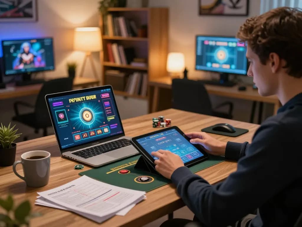 Player enjoying a game on open88 com in a cozy home environment, highlighting online casino experience.
