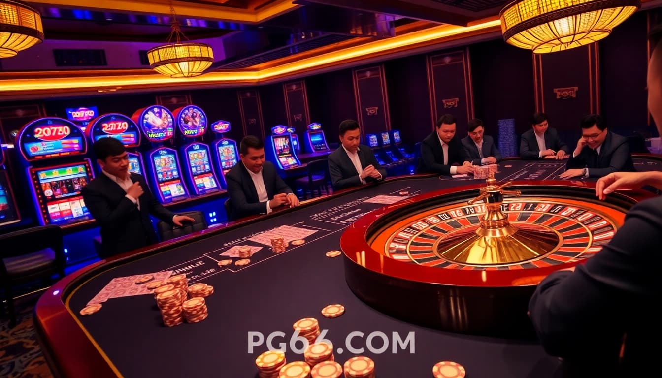 Experience thrilling gameplay at PG66.COM with vibrant casino tables and dynamic actions.