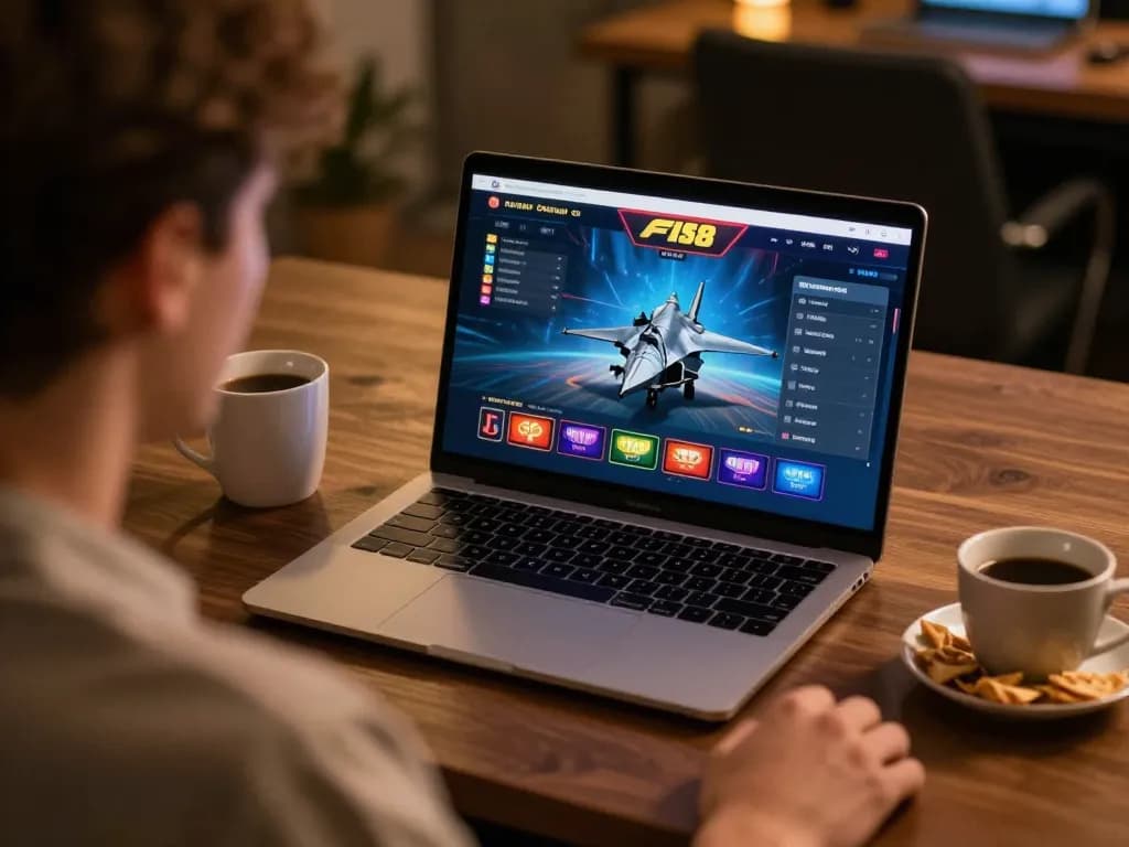 Engaging with F168 online casino gameplay on a modern laptop in a cozy home setting