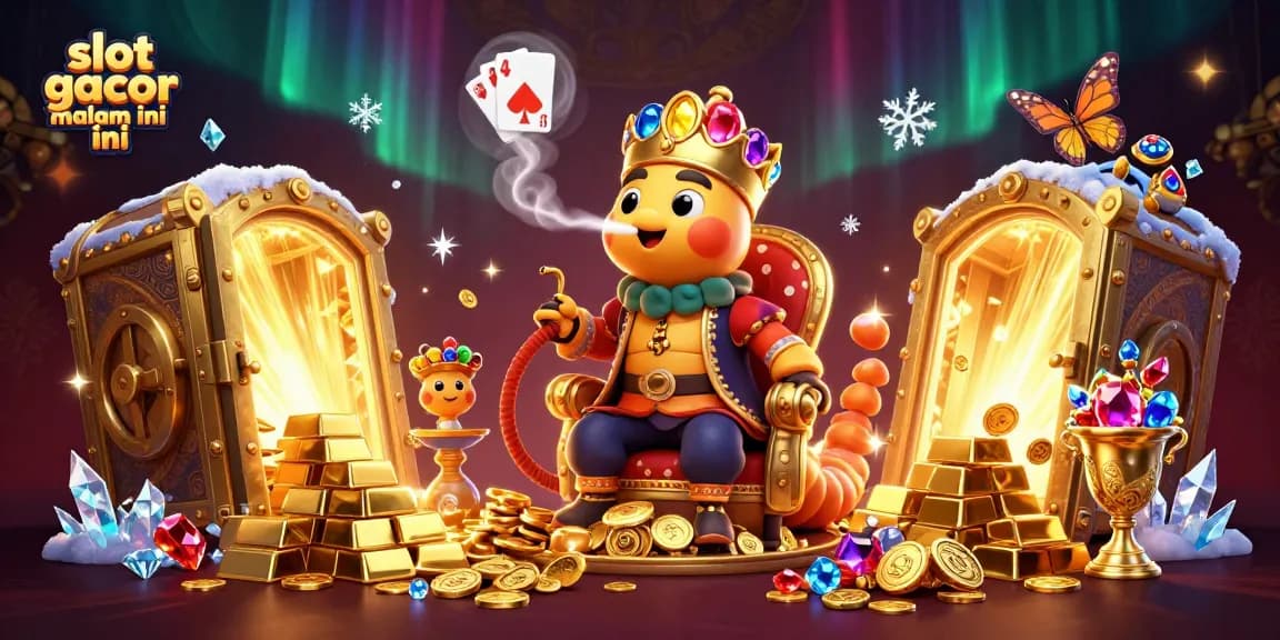 Engage with slot gacor malam ini through vibrant casino-themed illustration showcasing a whimsical casino scene.