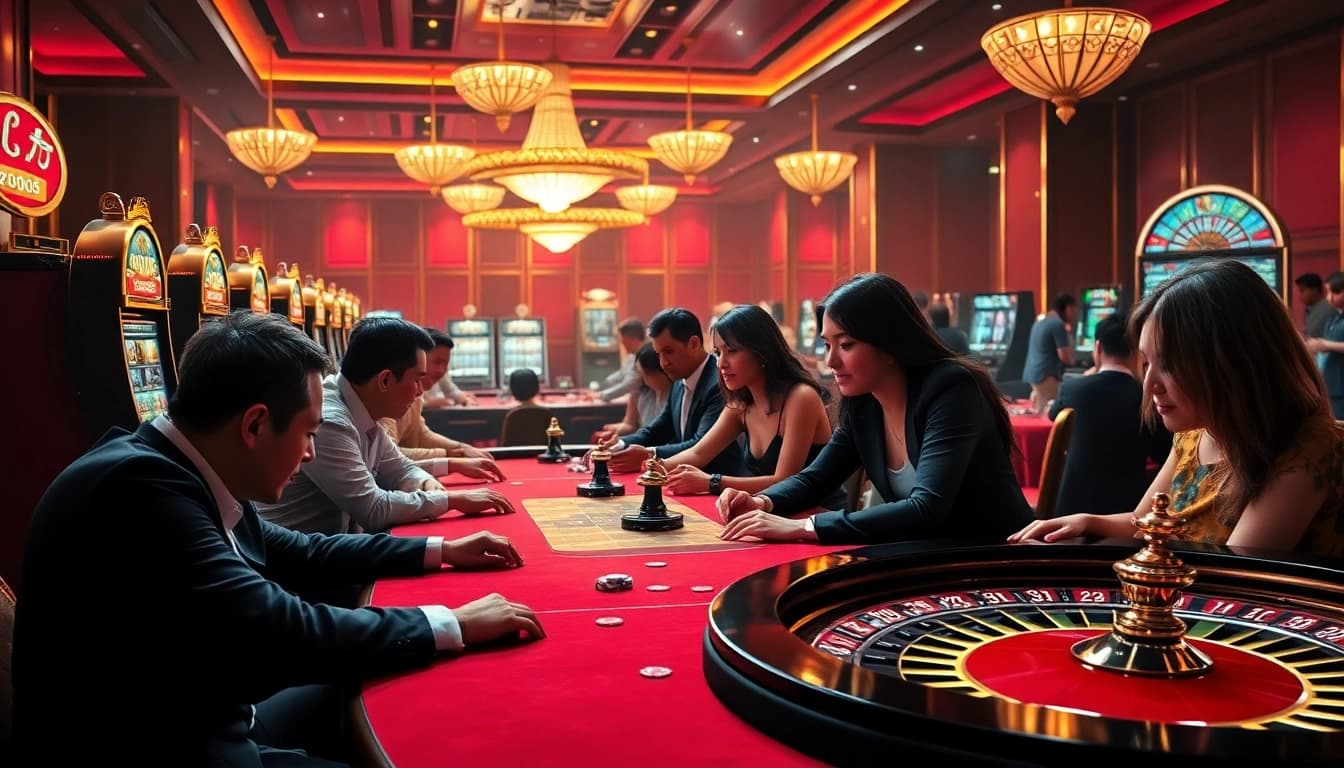Experience exciting gameplay at AMANAHTOTO's vibrant casino scene with dynamic slot machines.