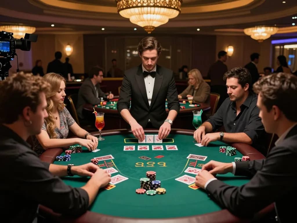 Experience intense gameplay at vk88's blackjack table with players focused on high stakes.