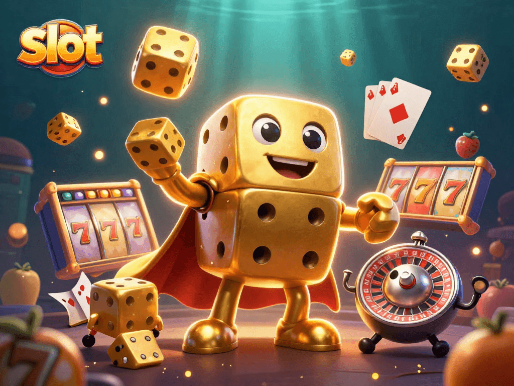 Engage in thrilling slot gameplay with colorful characters juggling luck-inspired elements.