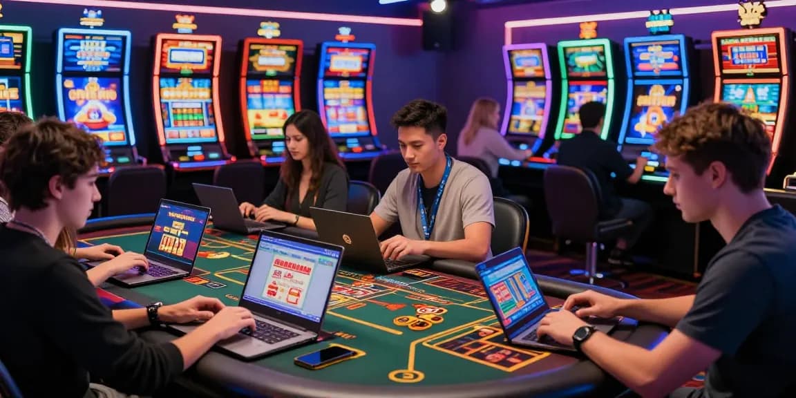 Exciting scene of players enjoying games at visa credit card casinos online, featuring vibrant visuals and energy.