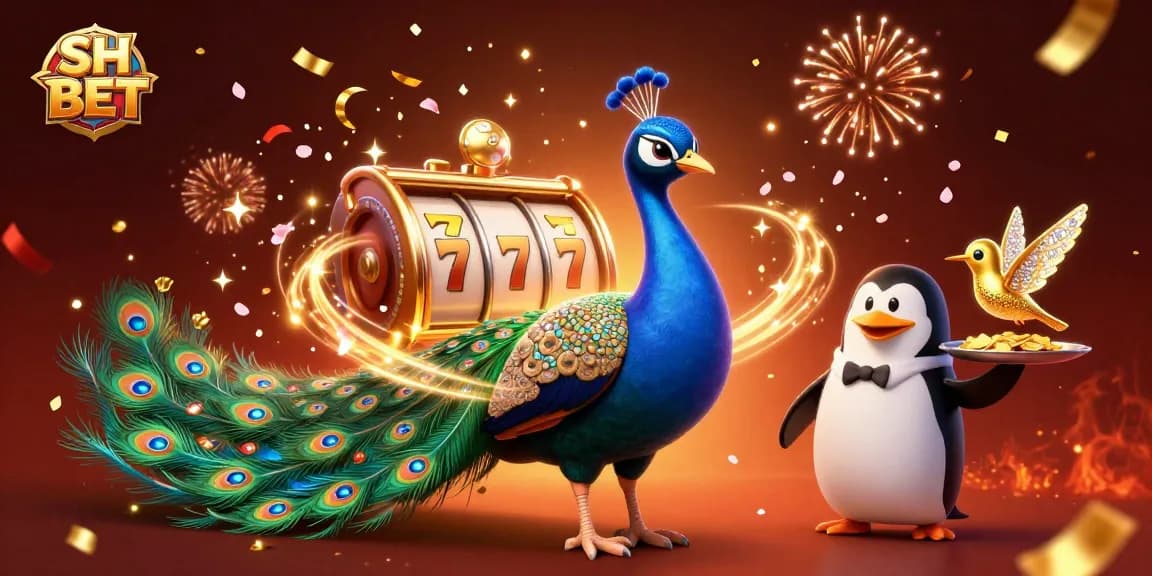 Experience thrilling gameplay at SH BET with a vibrant 3D casino scene full of lively characters and winning elements.