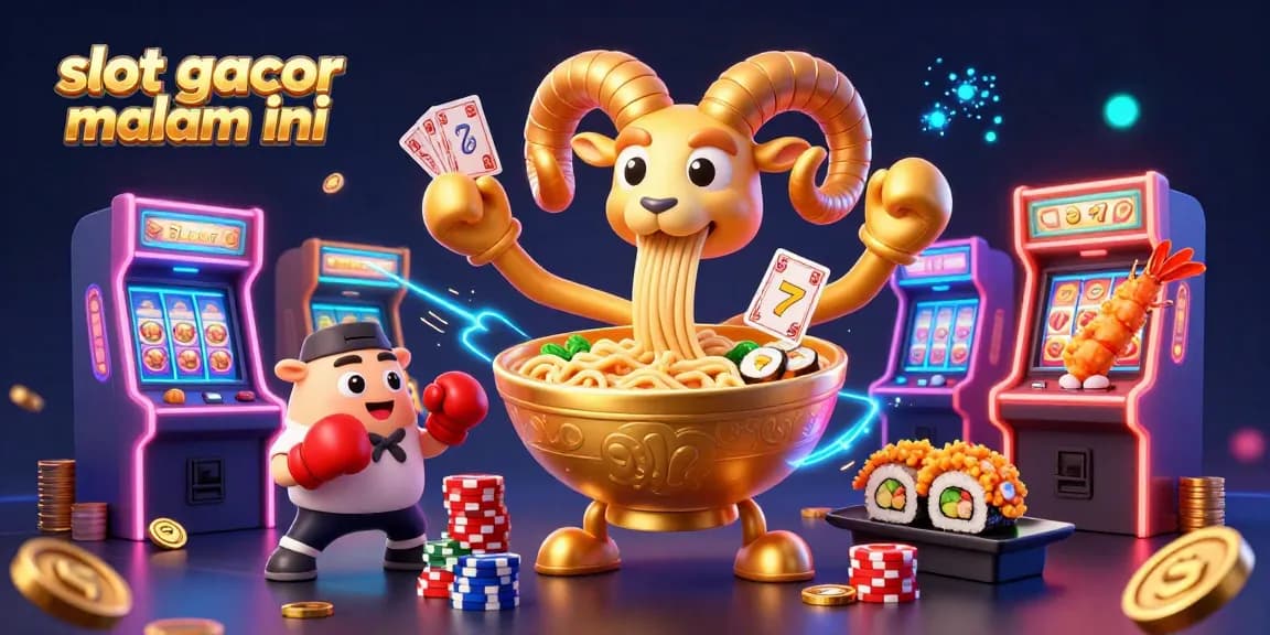 Play casino games with a vibrant scene of slot gacor malam ini featuring dynamic characters and colorful elements.