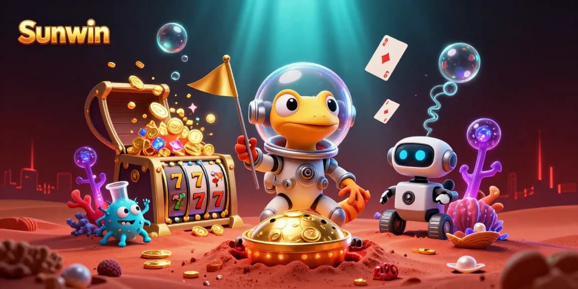 Experience thrilling gameplay at Sunwin's golden casino on Mars with lively characters and dynamic elements.