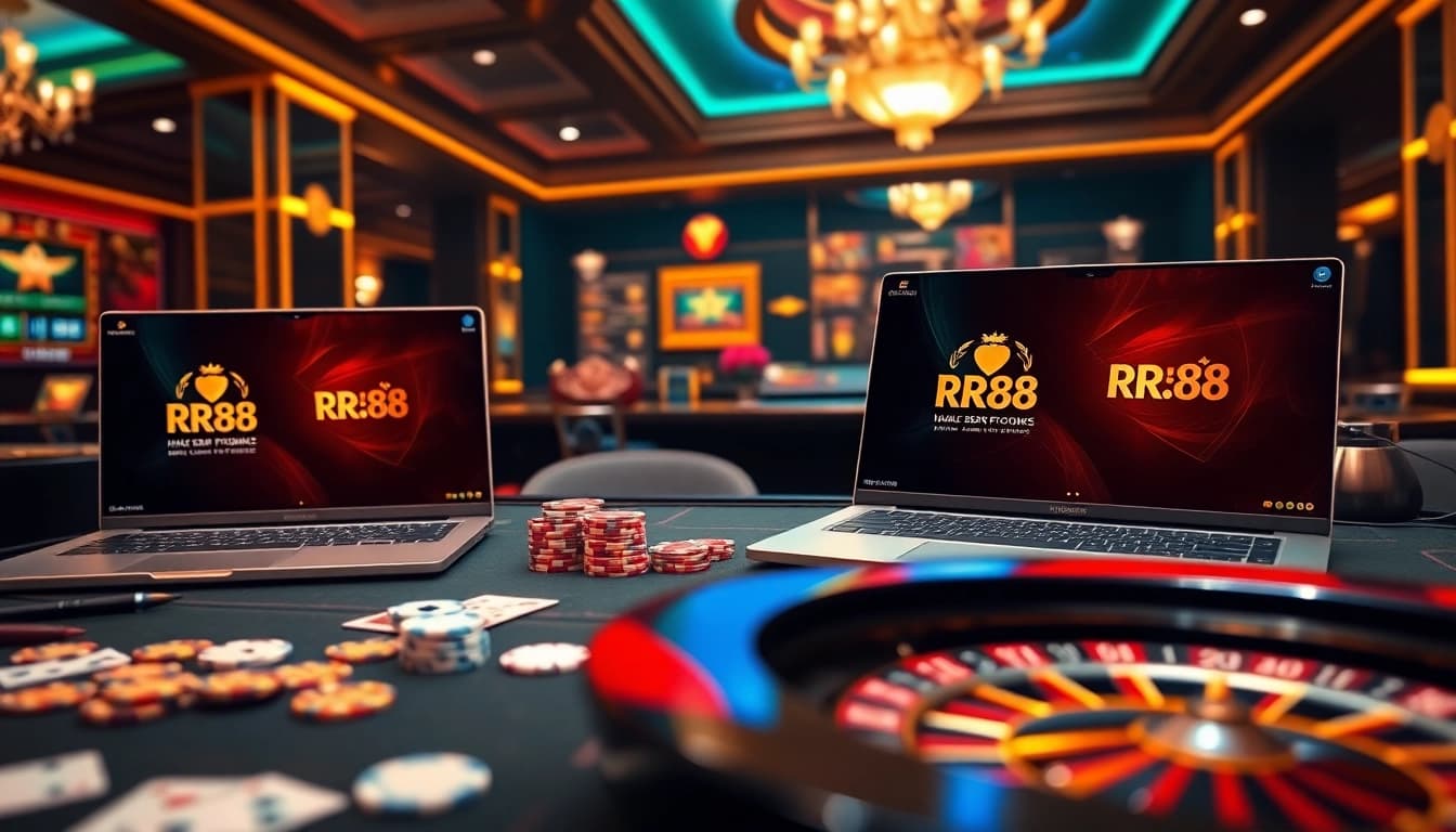 Experience thrilling bets at Nhà Cái RR88 with vibrant casino elements and engaging gaming interfaces.