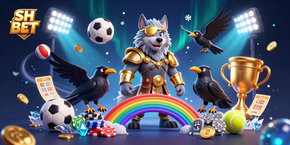 Experience thrilling gaming at SH BET with a captivating Norse mythology-inspired 3D illustration.