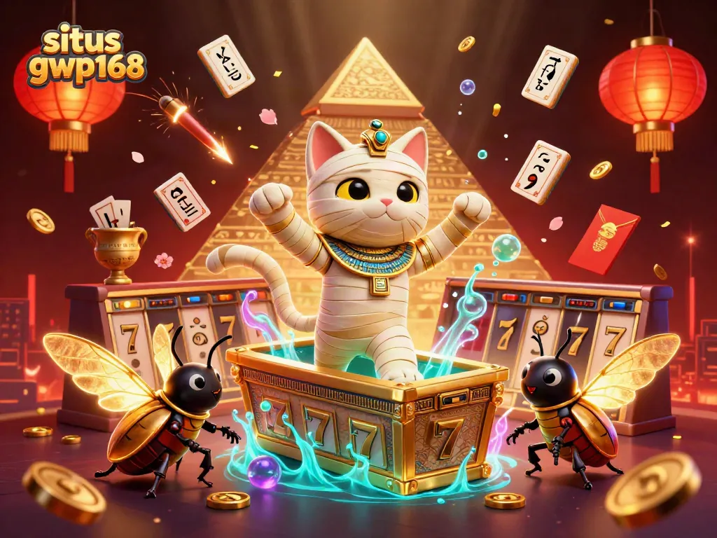 Memainkan situs gwp168 dengan karakter menarik, dekorasi kasino, dan elemen berkaitan slot.