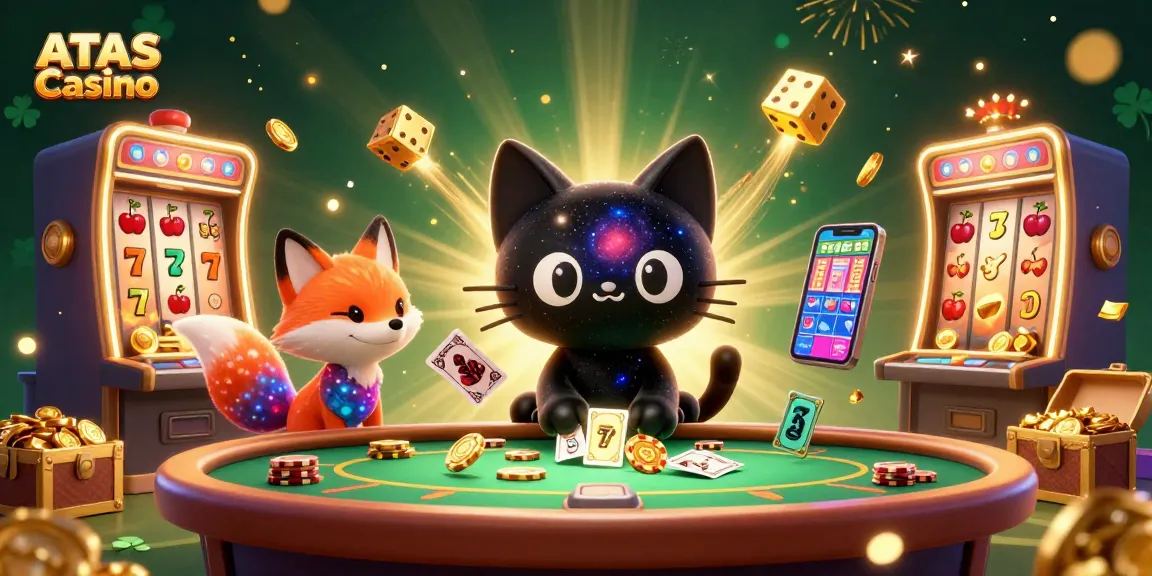 Engage in thrilling gameplay at ATAS Casino with a cosmic backdrop and gold-filled jackpot elements.