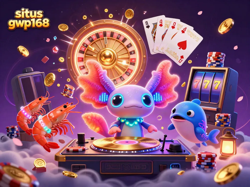 Situs gwp168 menghadirkan momen bermain yang seru dengan ilustrasi kasino yang vibran dan karakter dipadukan gemerlap permainan.