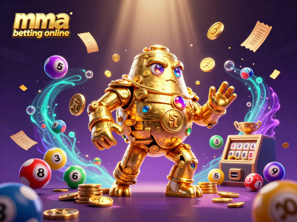 Engage in mma betting online with vibrant sports elements and a dynamic 3D illustration.