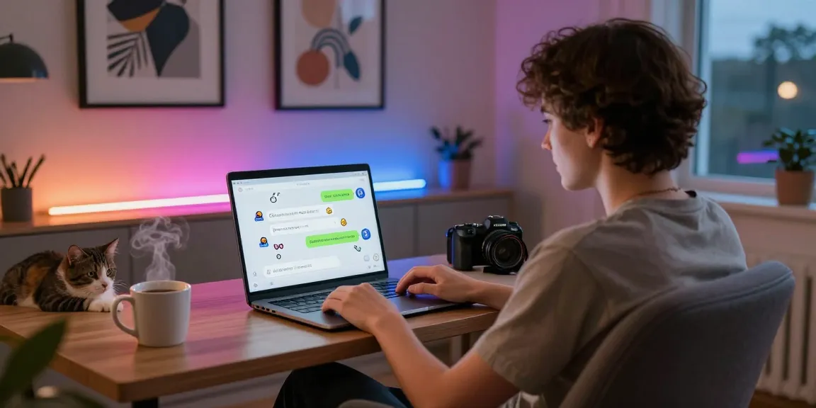 Engaging NSFW chat bot session in a cozy home office, showcasing interactive chatbot interface.