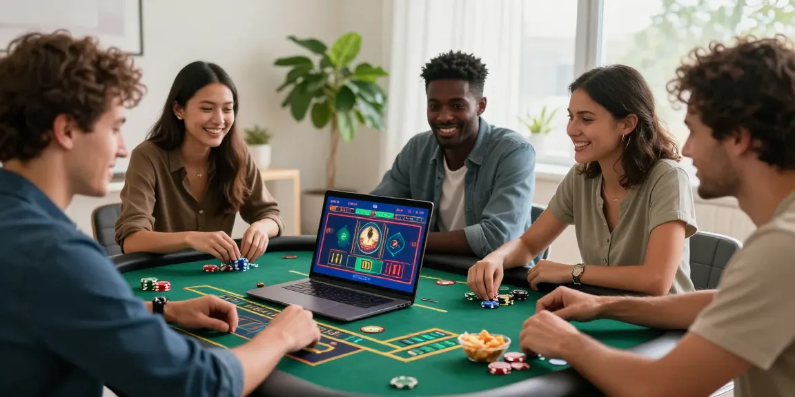 Experience the thrill of online gaming at https://being-there.org.uk with friends enjoying a virtual casino night.