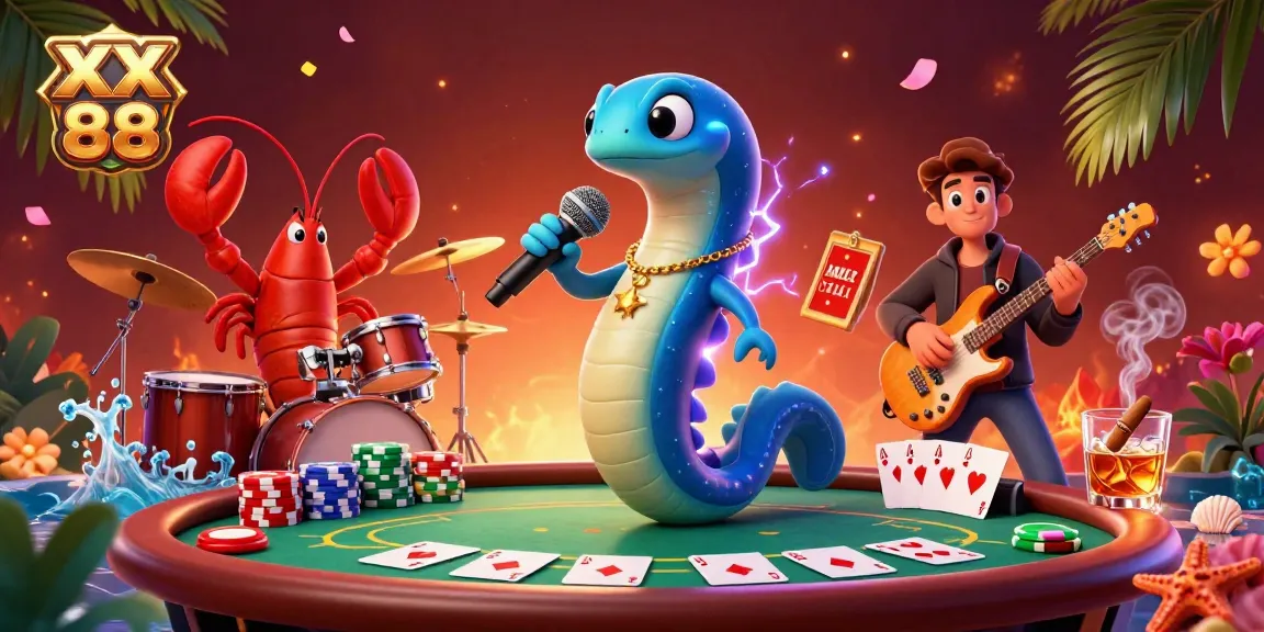 Engage the excitement of XX 88 with vibrant underwater casino action featuring an electric eel DJ.
