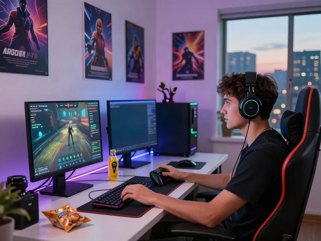 Engaging akunjp gaming experience in a vibrant home office.