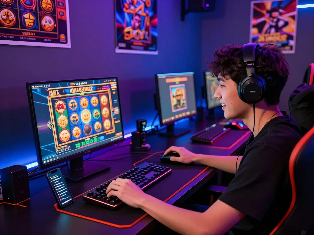 Pemain online menikmati permainan bocoran slot online dengan grafis yang cerah dan aksesori permainan dalam suasana yang mengasyikkan.