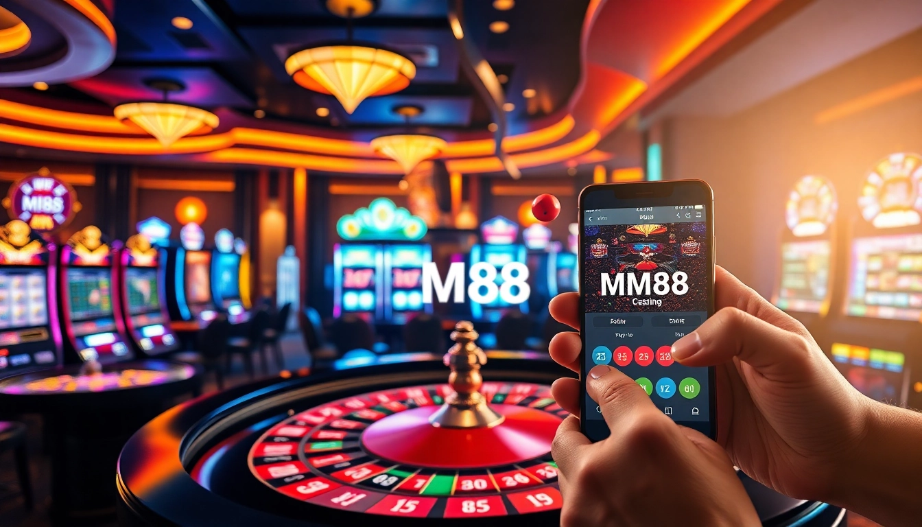 MM88 players enjoying lively casino action with roulette, chips, and winning moments
