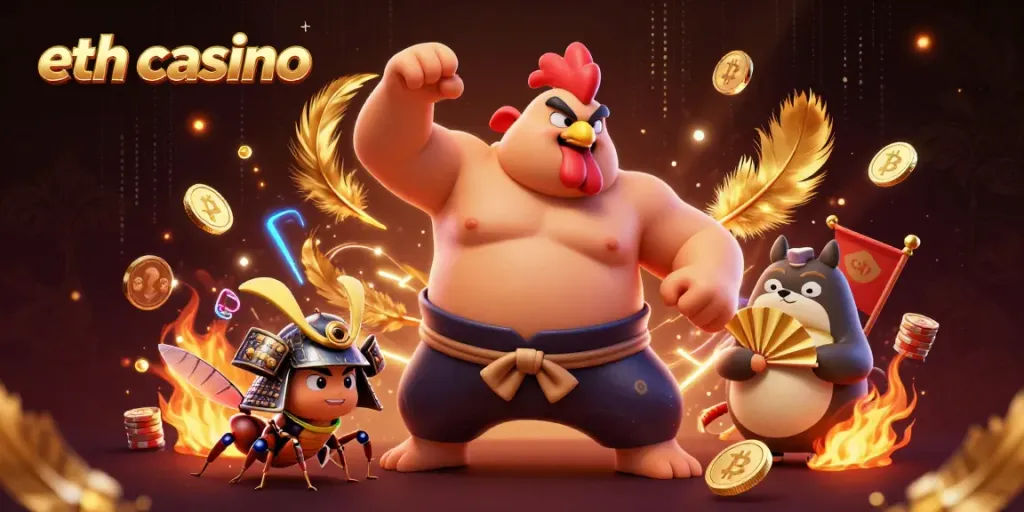 Engage in thrilling games at eth casino with dynamic characters symbolizing an exciting crypto gambling experience.