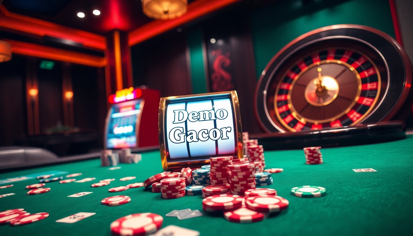 Experience the excitement of demo gacor with vibrant casino slots and colorful chips.