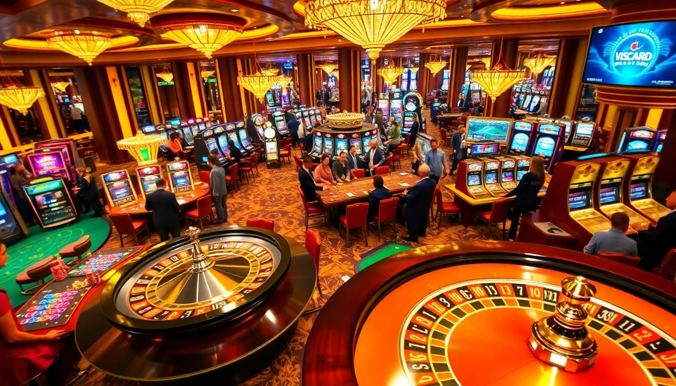 Exciting casino scene showcasing vibrant gaming and betting action at https://viscard.de.com/.